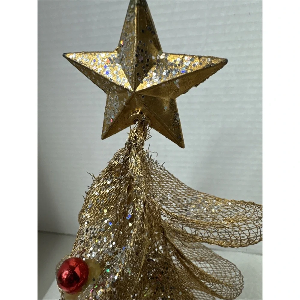 Golden Netted Mesh Christmas Tree w/Multicolor Balls‎ & Gold Star 10